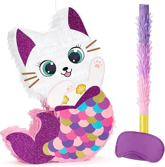 Cat Piñata Kitten Mermaid Birthday Party Decorations Kids Mermaid