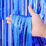 Voircoloria 2 Pack Blue Foil Fringe Backdrop Curtains, Tinsel