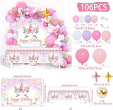 Unicorn Birthday Decorations for Girls,118pcs Unicorn Theme Party