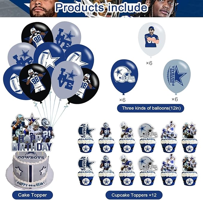 Cowboys Party Supplies Dallas Soccer Party Decorations with Banner
