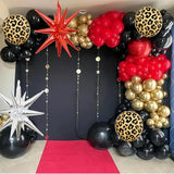 Red Black Gold Balloon Arch Garland Kit Leopard Cheetah Print Party