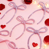 6 Pcs 4.3" x 6" 2026 Valentine's Day Bows for Decor, Mix Pink Sparkly