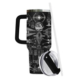 34HD Galaxy Spaceship Tumbler 40oz with Handle and Straw - Sci-Fi Star