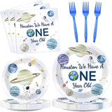96 Pieces Outer Space 1st Party Plates We Have a One Year Old Theme