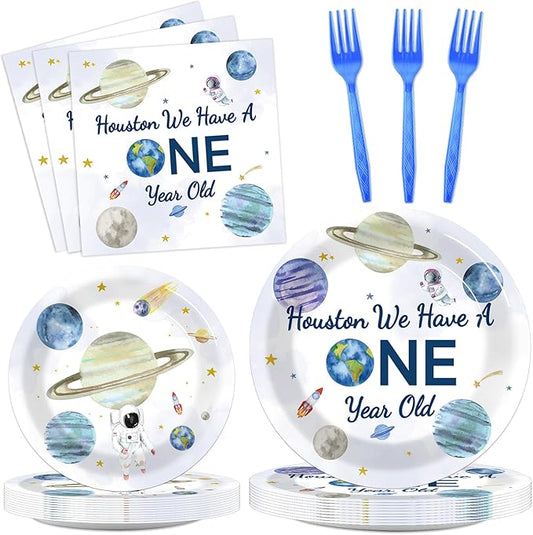 96 Pieces Outer Space 1st Party Plates We Have a One Year Old Theme