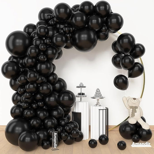 Amandir 153 Pcs Black Balloons Arch Garland Kit, Different Sizes 18