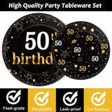 96 Pcs 50th Birthday Party Supplies Paper Plates Napkins Golden