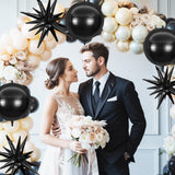 6Pcs Black Foil Balloons,22Inch Black 4D Round Ball Balloon and