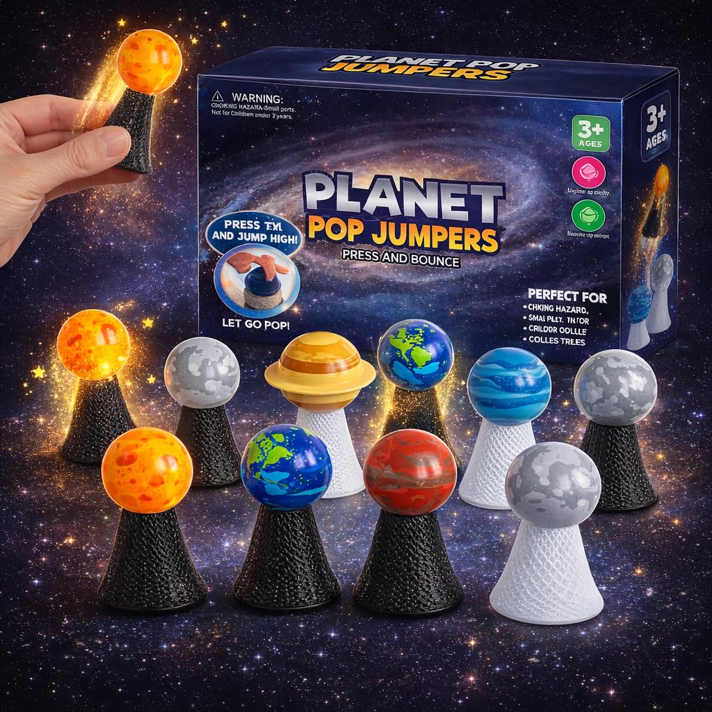 Liberty Imports Planet Pop Jumpers for Kids, 20 Pack Light-Up Solar