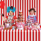 PIXHOTUL Carnival Tablecloth Roll 100 Ft Red and White Striped