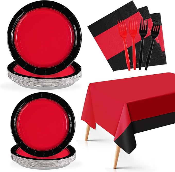 98Pcs Red and Black Party Decorations Valentine's Day Red and Black