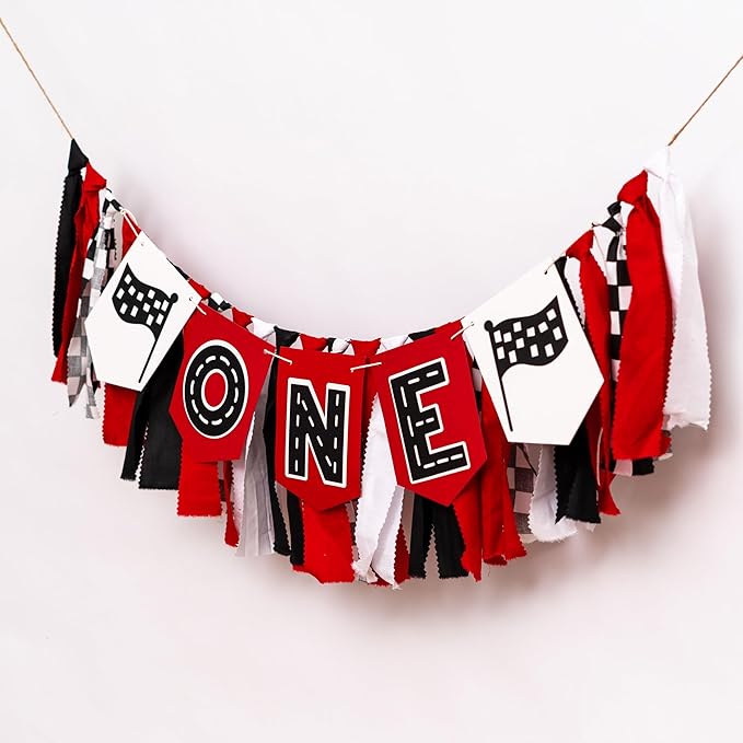 Racing Car ONE High Chair Banner Racing Car First Birthday Party