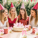 48PCS Coquette Bow Cupcake Toppers, Pink Bow Coquette Birthday Cake