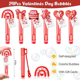 Valentines Party Favors for Kids Mini Bubble Wands Bulk with Card 24