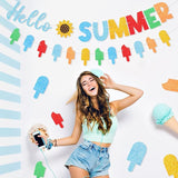 Hello Summer Banner Colorful Glitter Hello Summer Ice Cream Garland
