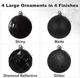 Black Set of XL (4.0") 4PCS Christmas Balls - Christmas Tree