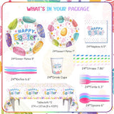 194 Pcs Easter Party Supplies Decorations Happy Easter Party Plates