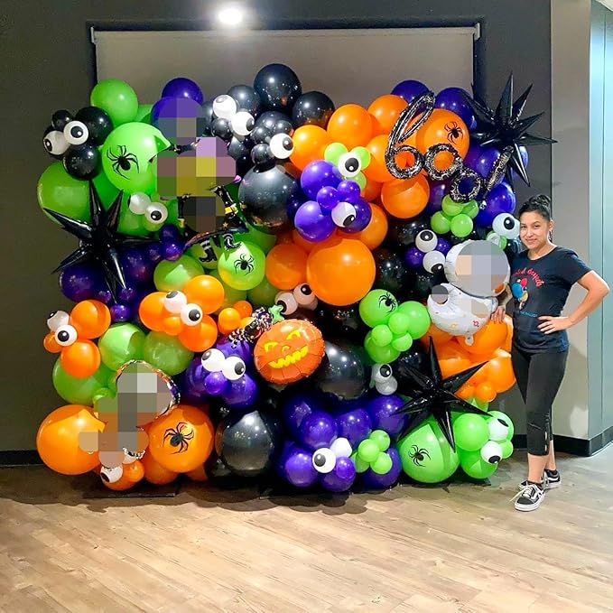 Halloween Balloon Arch Garland Kit Purple and Black Balloons with 3D