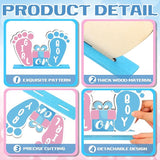 6 Pcs Baby Gender Reveal Centerpieces Table Wooden Decorations Blue
