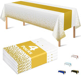 OHOME 4 Pack Disposable Plastic Table Cloths for Parties,White and