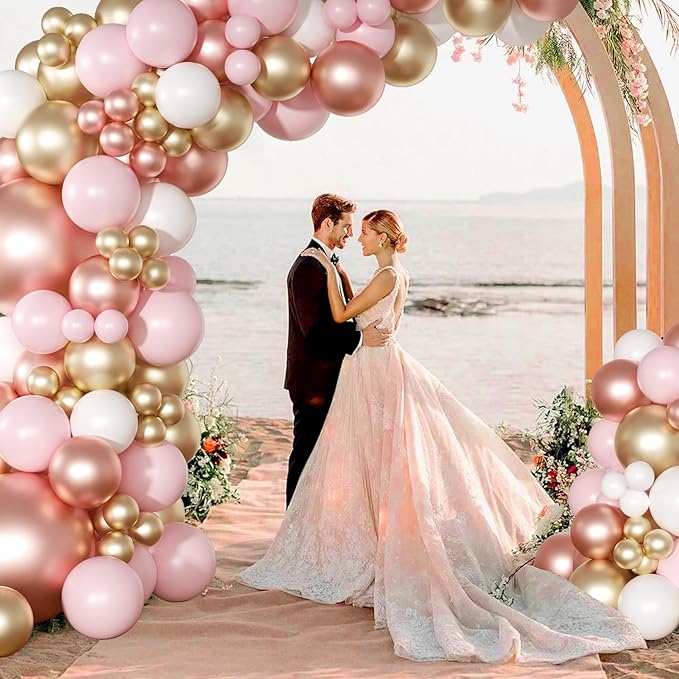Rose Gold Pink Balloon Arch Kit 163 Pcs rose gold Balloon Garland