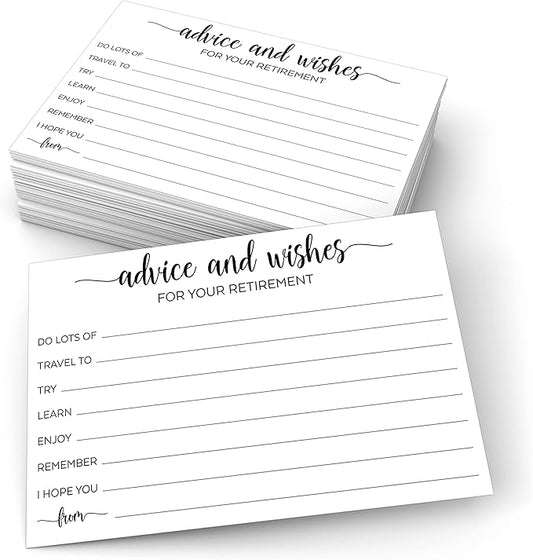 Retirement Party Advice and Wishes Cards 4x6 White Made in USA Fun