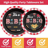 96 PCS BBQ Baby Shower Plates Napkins BabyQ Party Tableware It's A