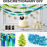 Crepe Paper Streamers 6 Rolls 492ft，Green and Blue Party Decorations