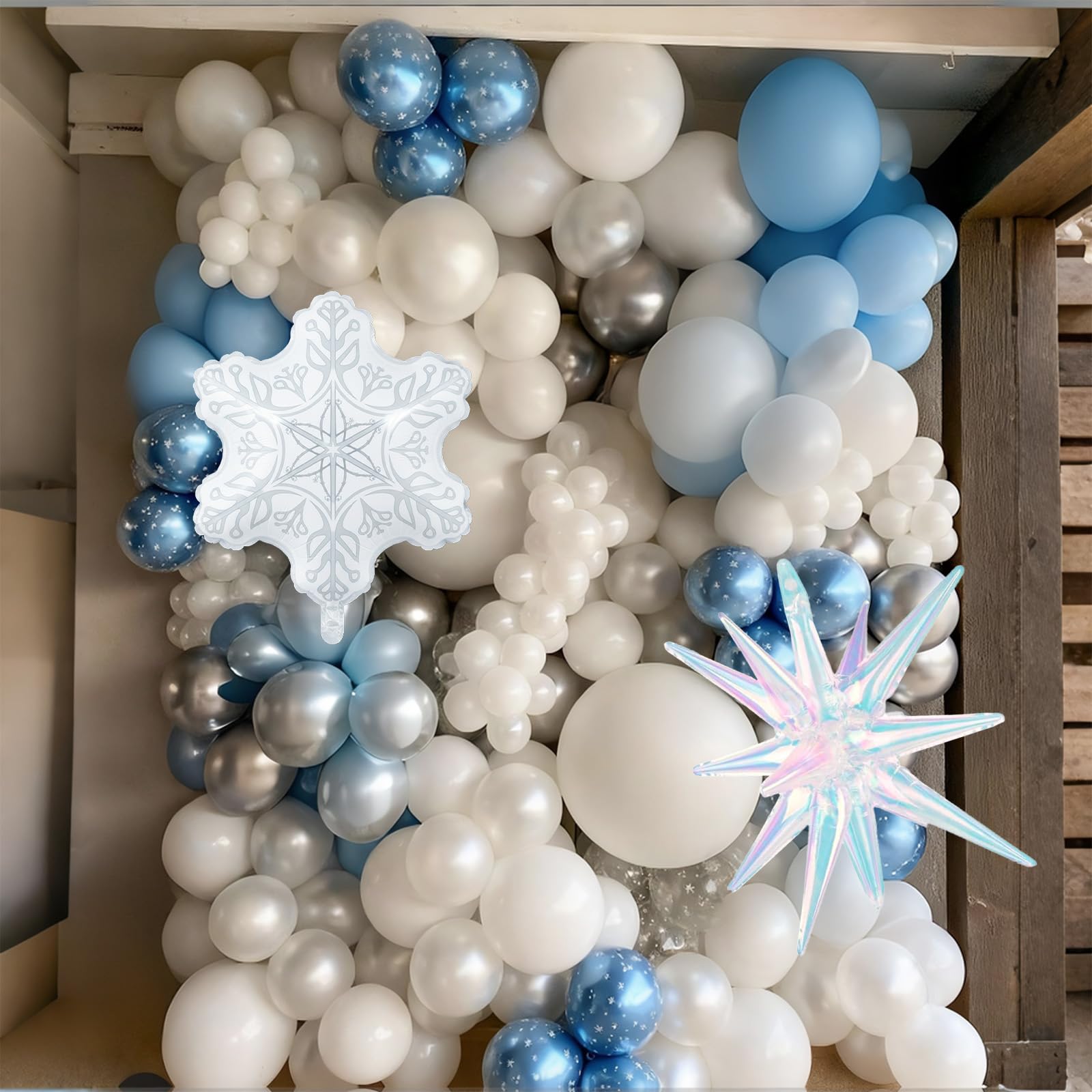 Froova Snowflake Balloons Light Baby Pastel Blue and White Balloons