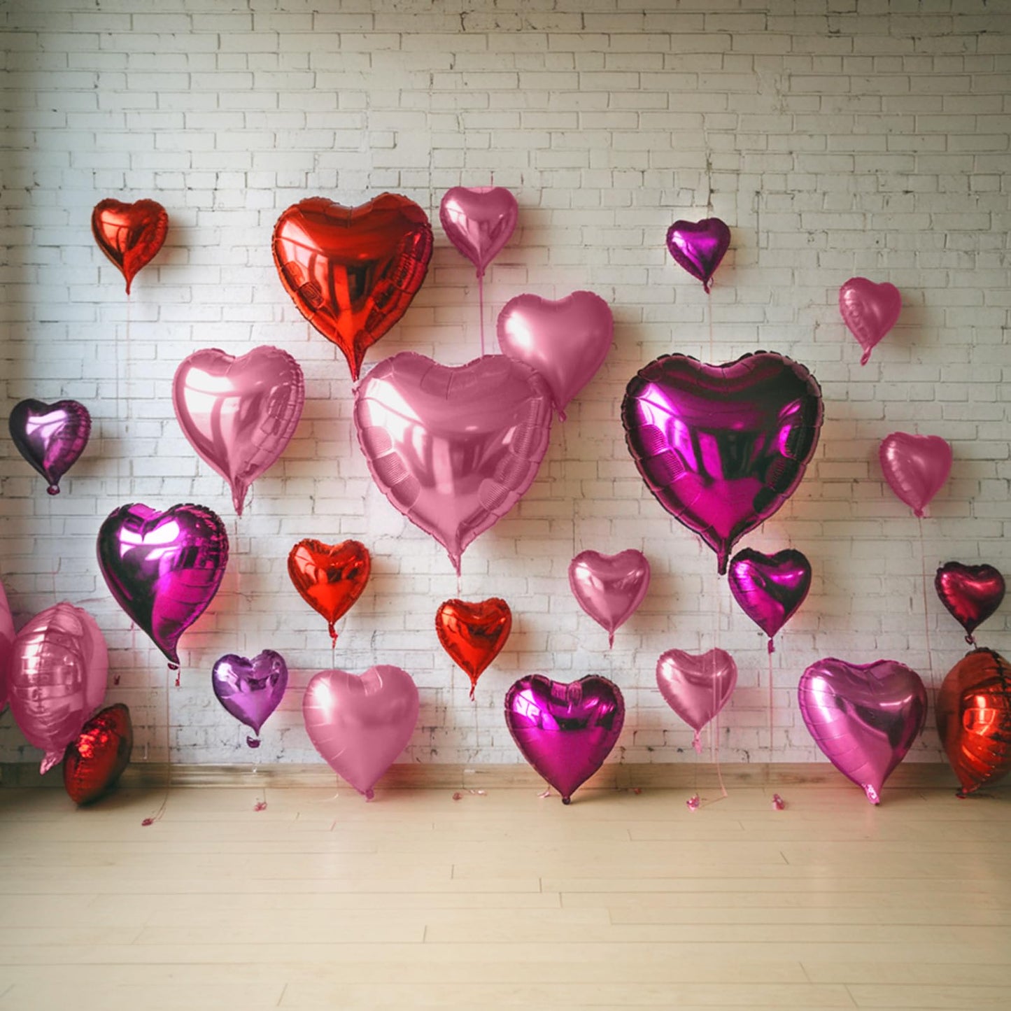 Red Pink Heart Balloons, 19PCS Light Pink Heart Shape Balloon, 18Inch
