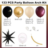 Black Burgundy Gold Balloon Arch Kit Maroon Black Gold Balloons