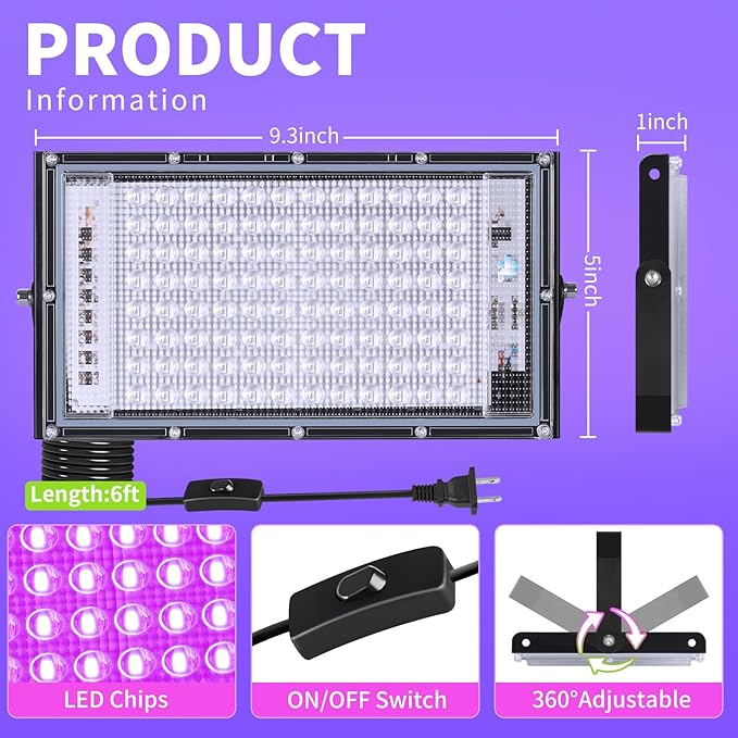 100W LED Black Lights Blacklight Flood Light for Halloween