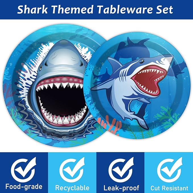 24 Guests Shark Theme Party Decorations Under the Sea Party