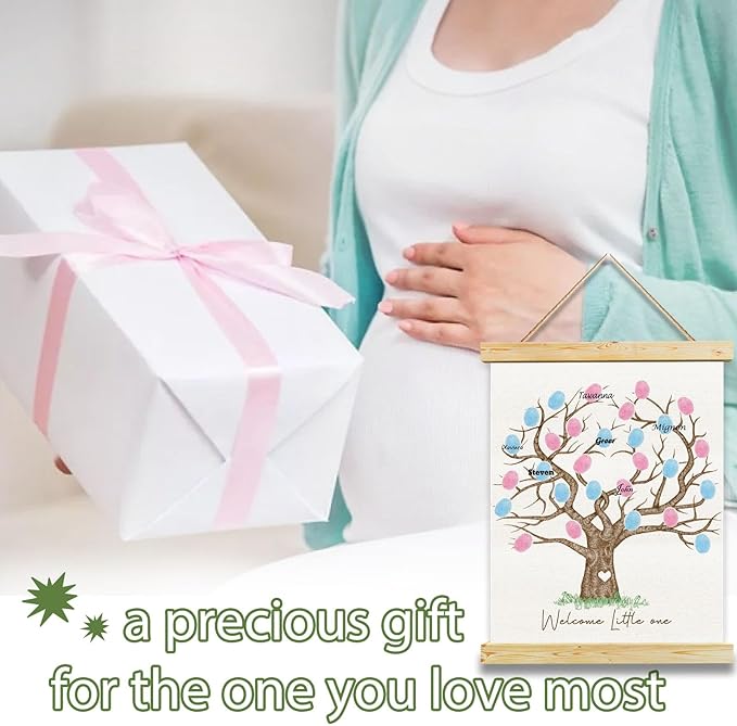 Gender Reveal Fingerprint Tree Canvas Guest Books Baby Shower