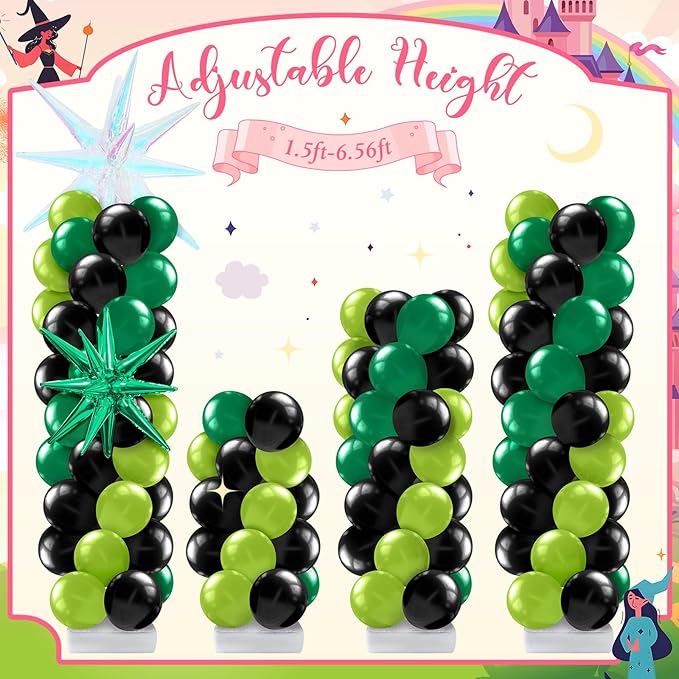 2 Sets Pink and Green Balloon Column Stand Kit Princess Crown and