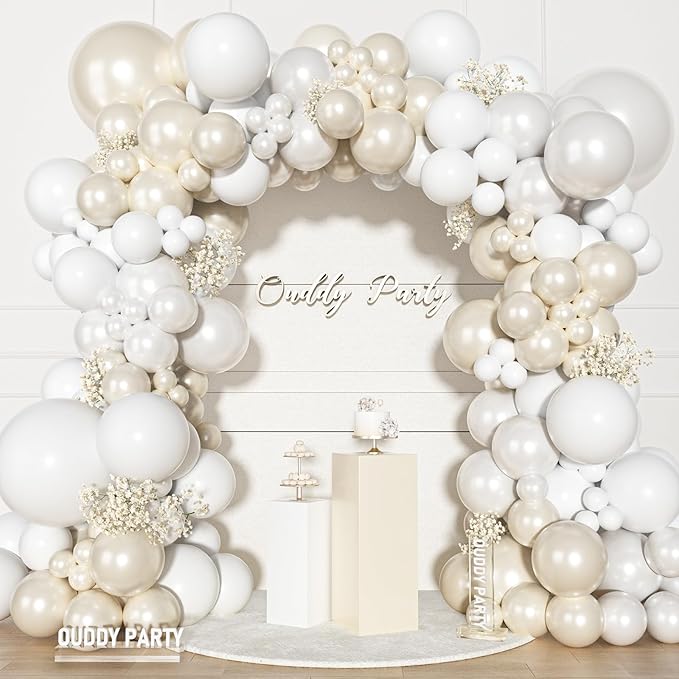 Ouddy Party Pearl White Balloon Garland Arch Kit, Different Sizes 18