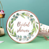 168Pcs Green and Rose Gold Party Decoration Bridal Shower Plates and