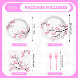 98Pcs Cherry Blossom Party Supplies Cherry Blossom Plates and Napkins