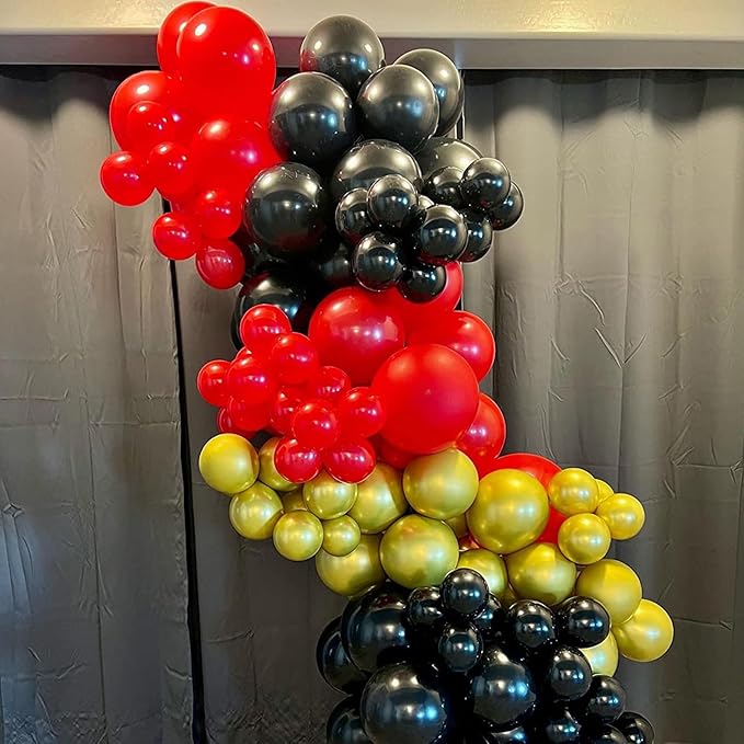 Red and Black Balloon, 60 Packs 12 Inch Red Black and Gold Balloon,