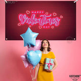 Happy Valentines Day Banner XtraLarge 72x44 Inch Neon Valentines Day