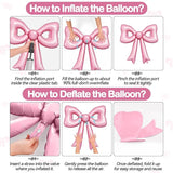 6 Pcs Pearl Pink Bow Balloons, 30 Inch Bow Foil Balloon, Pink Cutout
