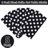 Kesfey 5 Packs Black and White Dots Table Cloth 54x108 Inch Black