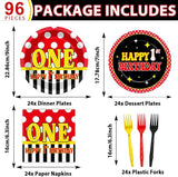 96 Pcs Mouse 1st Birthday Party Plates and Napkins Set Cartoon Mouse