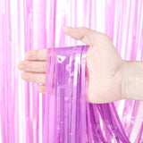 Voircoloria 3 Pack 3.3 x 8.2 ft Pastel Purple Foil Fringe Backdrop