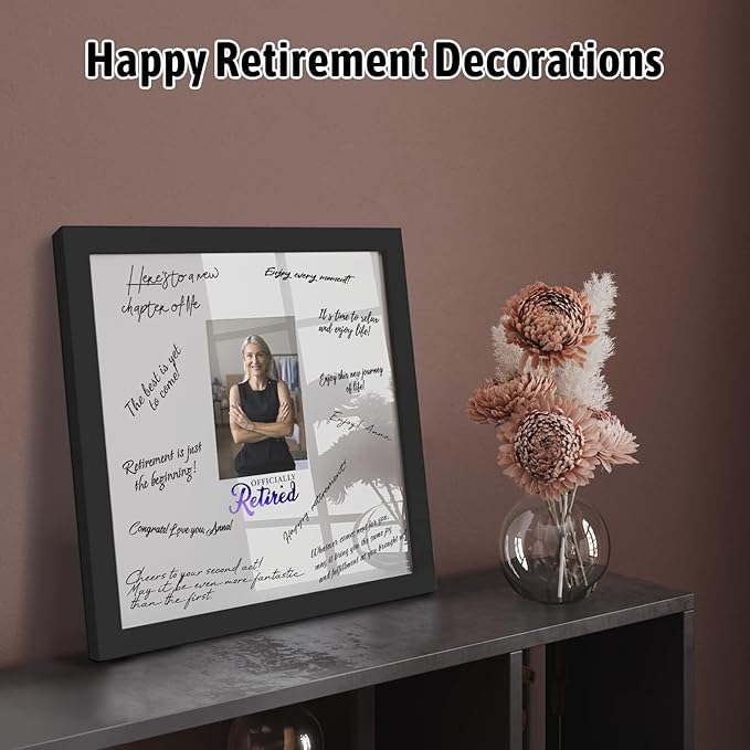 13x13 Retirement Signature Frame with Plexiglass Cover - Holds 4x6