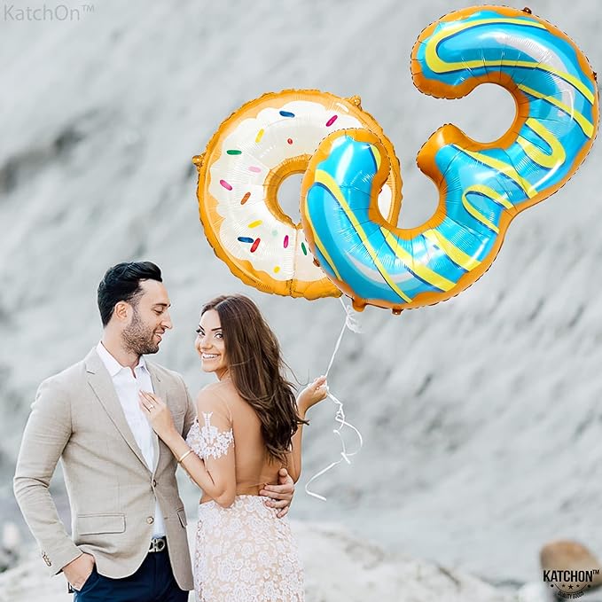KatchOn, Huge Donut Number 3 Balloon - 40 Inch | Number 3 Donut