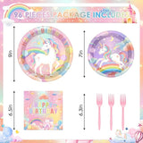 96 Pcs Happy Birthday Party Decorations Tableware Set Unicorn