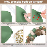Amandir 153pcs Sage Green Brown Balloon Garland Arch Kit, Different