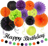 Black Green Orange Purple Halloween Birthday Party Decorations 21pcs