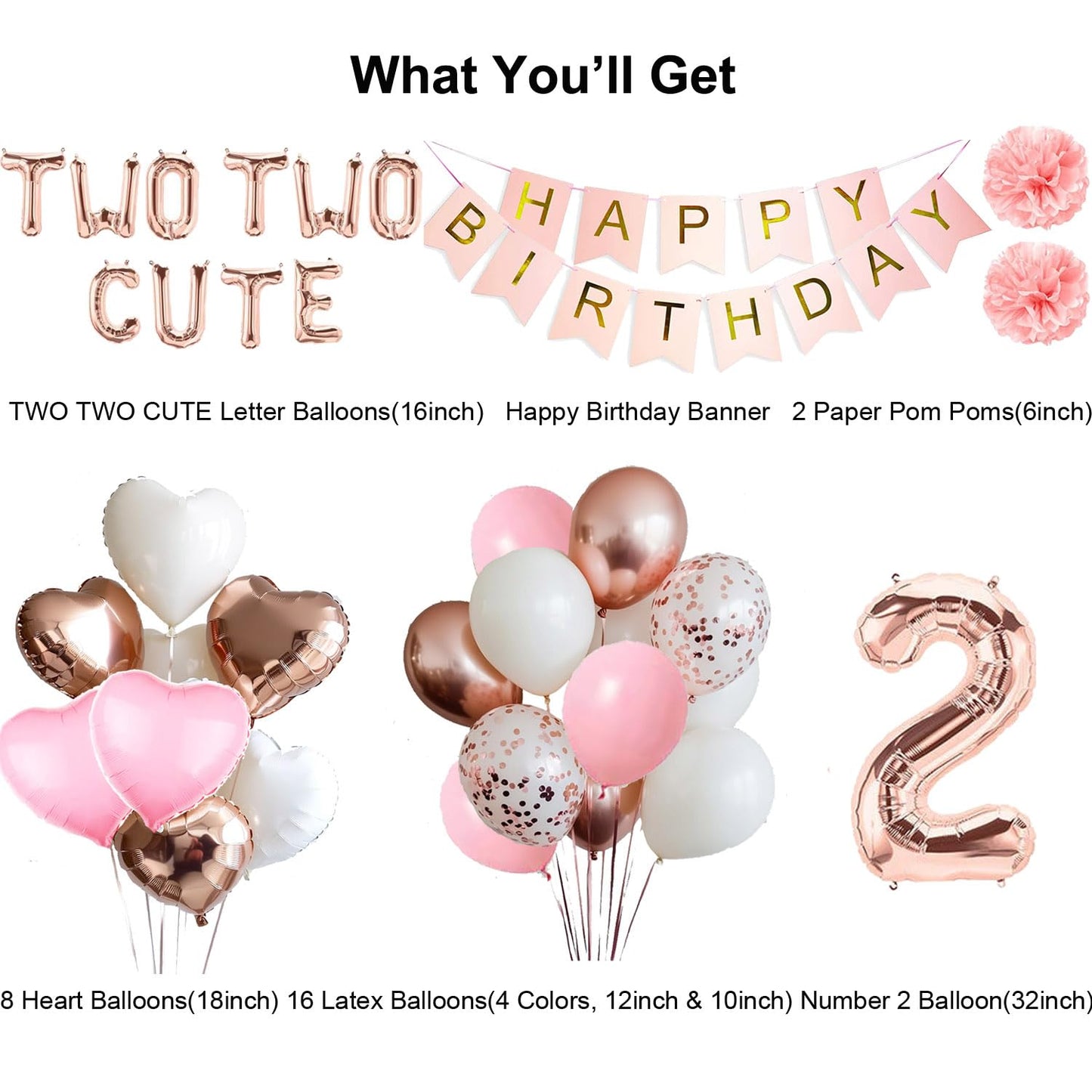Two Two Cute Birthday Decorations, Tutu Cute 2nd Bday Decorations,